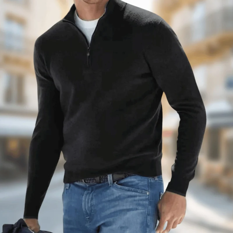 Matthias | Herren Reißverschluss am Kragen Langarm Strickpullover Casual Fit