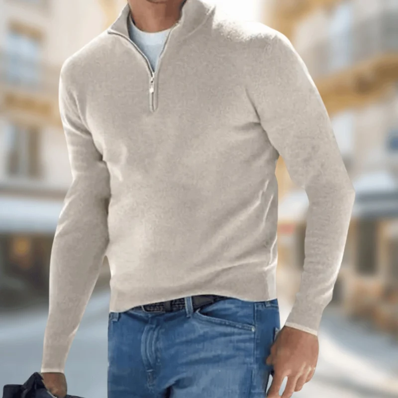 Matthias | Herren Reißverschluss am Kragen Langarm Strickpullover Casual Fit