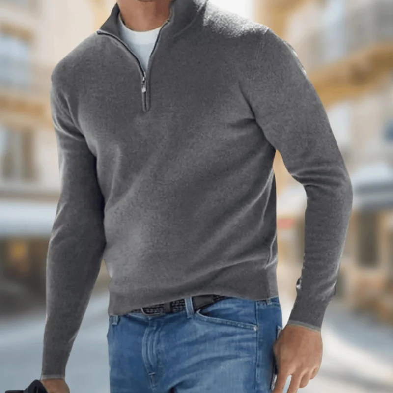 Matthias | Herren Reißverschluss am Kragen Langarm Strickpullover Casual Fit