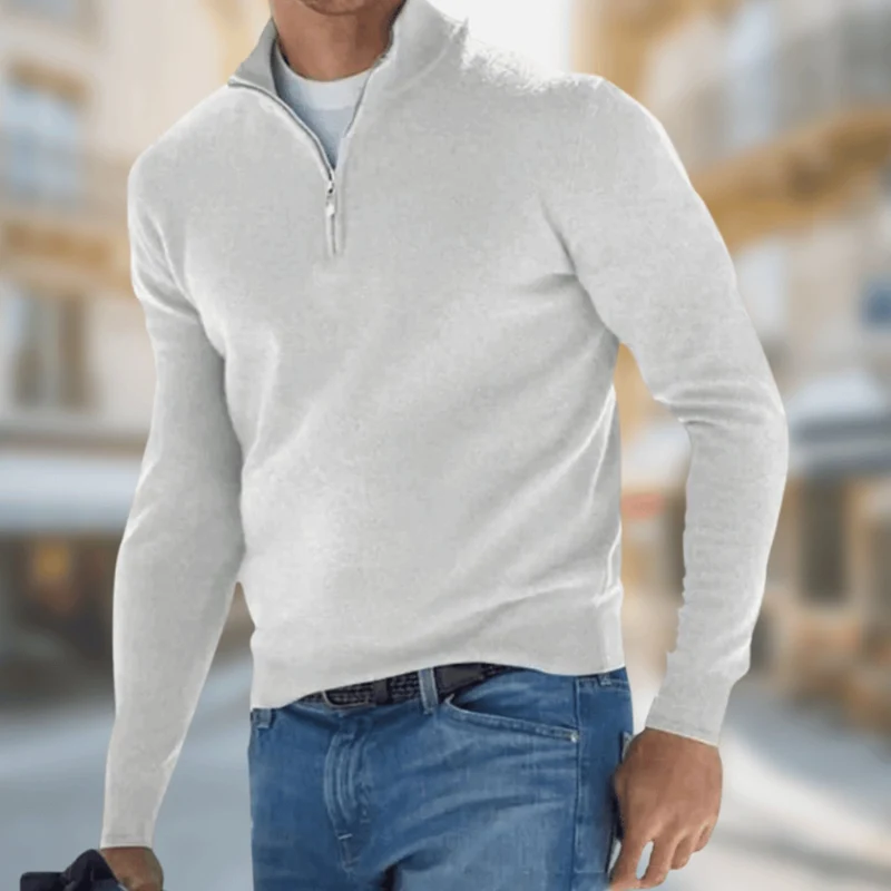 Matthias | Herren Reißverschluss am Kragen Langarm Strickpullover Casual Fit