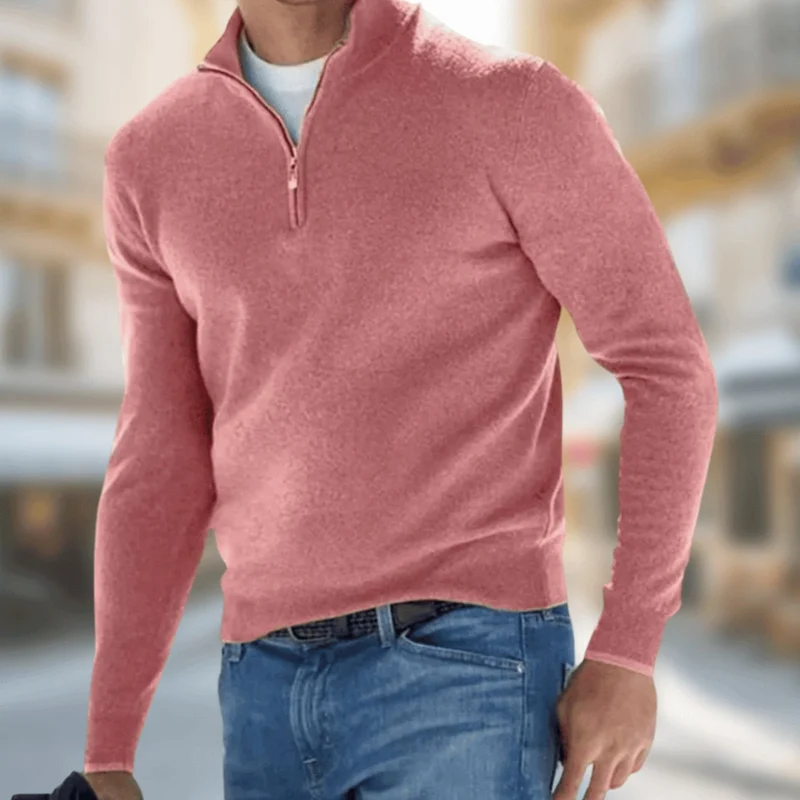 Matthias | Herren Reißverschluss am Kragen Langarm Strickpullover Casual Fit
