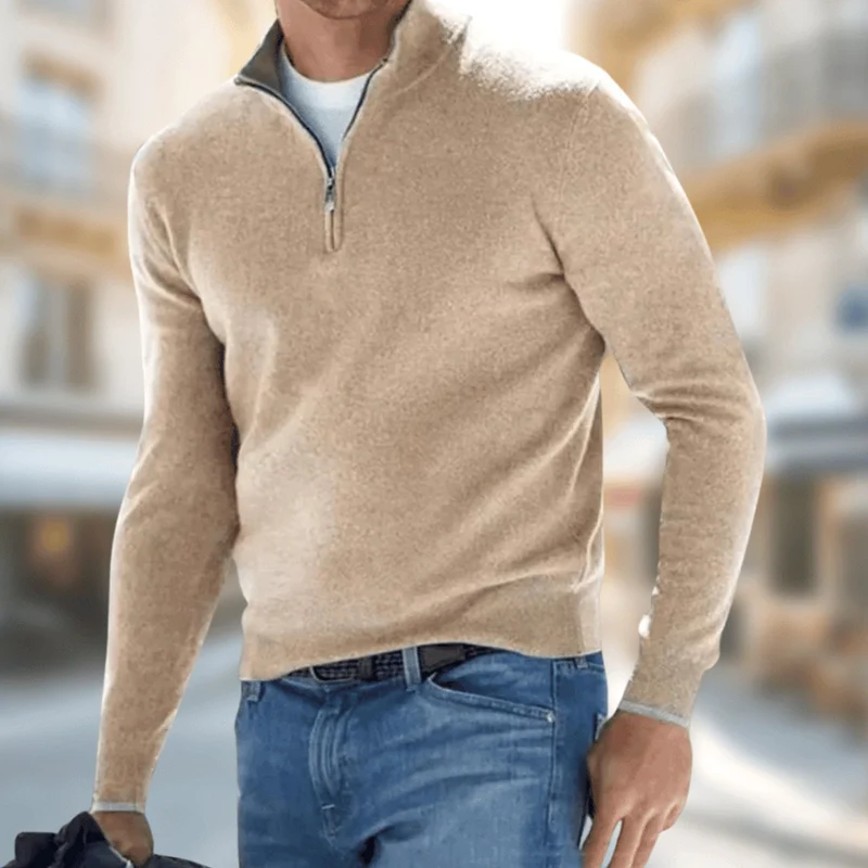 Matthias | Herren Reißverschluss am Kragen Langarm Strickpullover Casual Fit