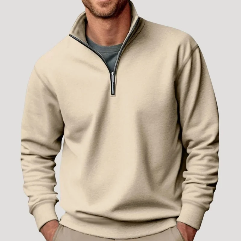 Tobias | Herren Pullover mit Viertelreißverschluss Lockere Passform Sweatshirt