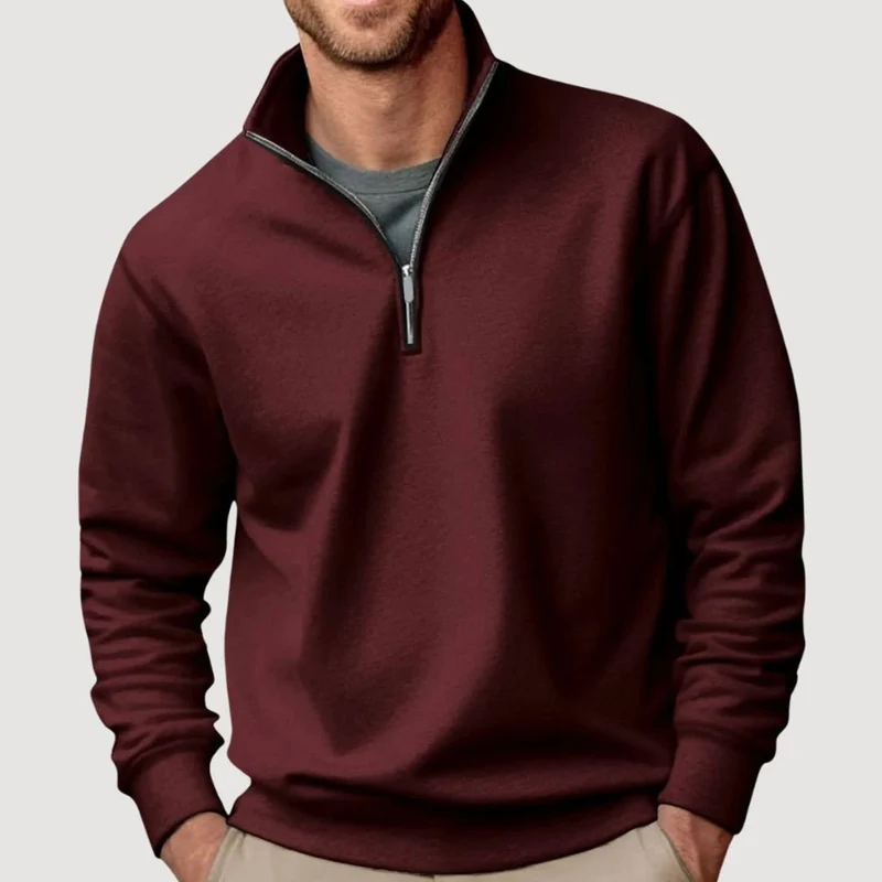 Tobias | Herren Pullover mit Viertelreißverschluss Lockere Passform Sweatshirt