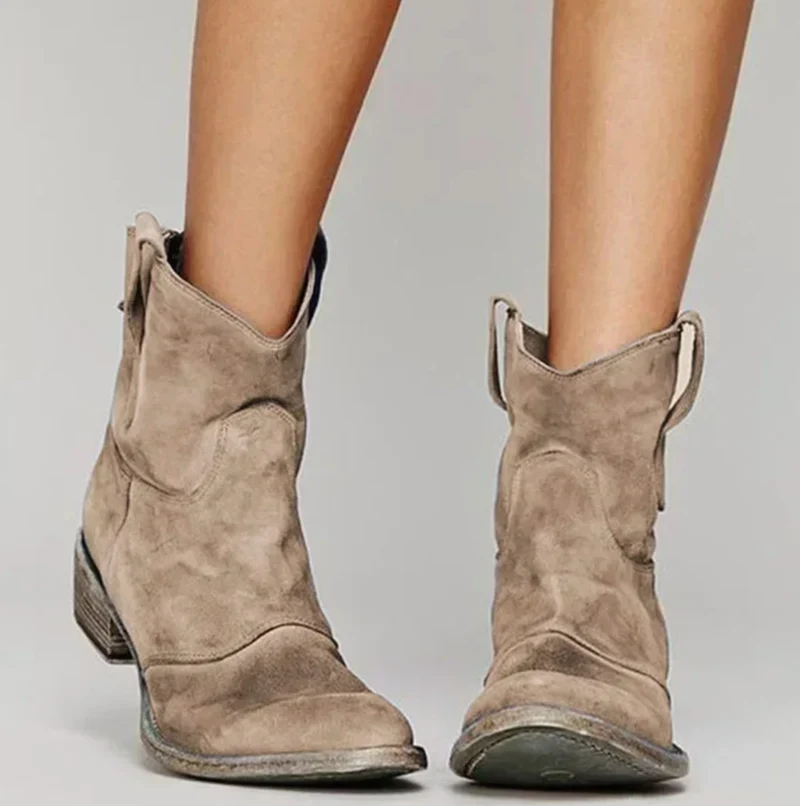 Leonie | Damen Wildleder-Westernstiefel für einen stilvollen Look mit niedrigem Absatz