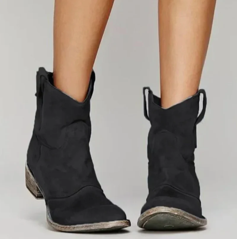 Leonie | Damen Wildleder-Westernstiefel für einen stilvollen Look mit niedrigem Absatz