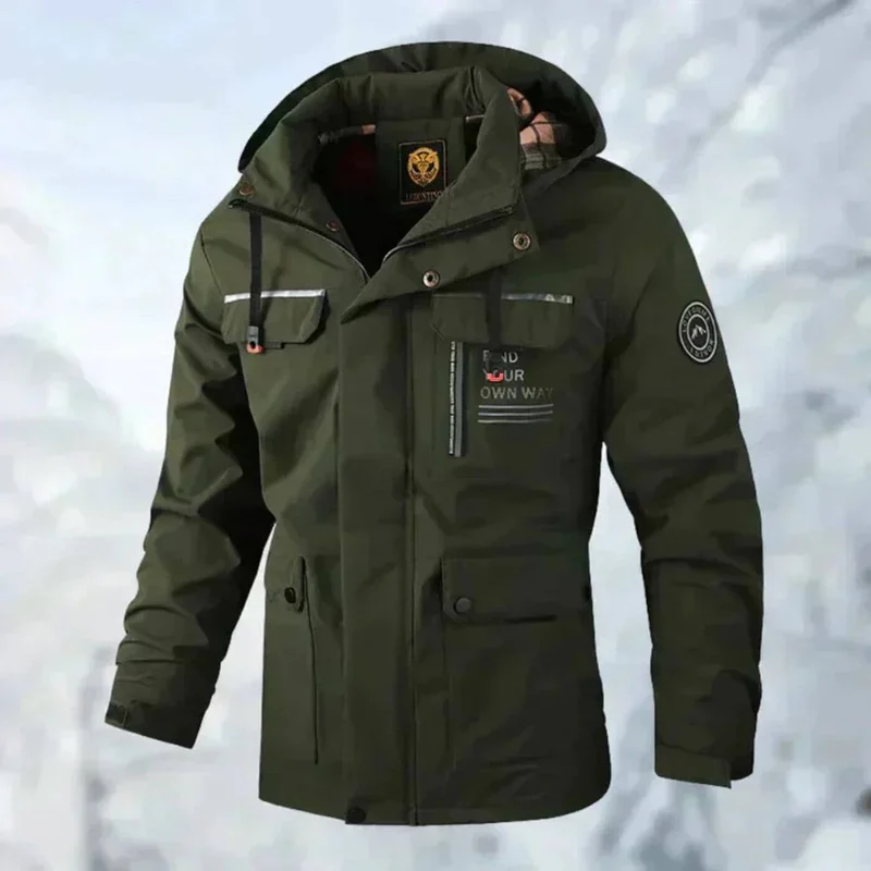 Florian | Herren Wasserdichte Gesteppte Outdoor-Jacke mit Kapuze Winddicht