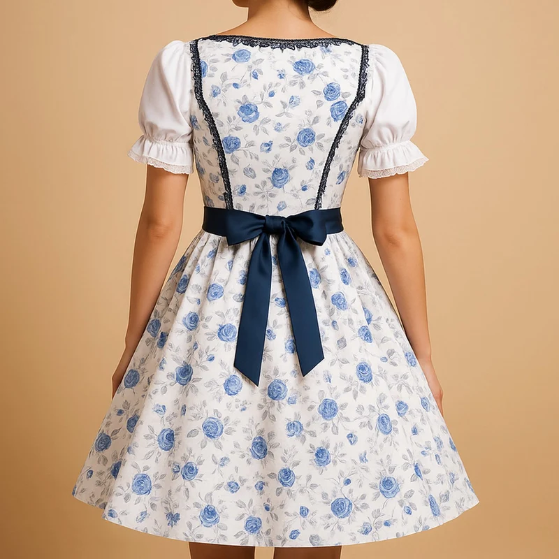 Clara | Damen Oktoberfest Dirndl Kleid mit Spitzenakzenten und Schürze