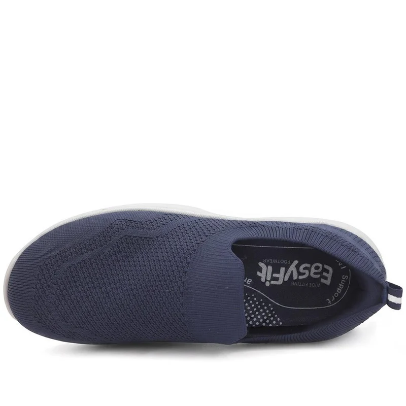 Extra Wide Breathable Slip On Trainers - LILOU / 329 940 - Navy