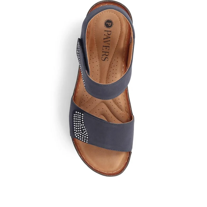 Double-Strap Touch-Fasten Wedge Sandals - WOIL39033 / 325 303 - Navy