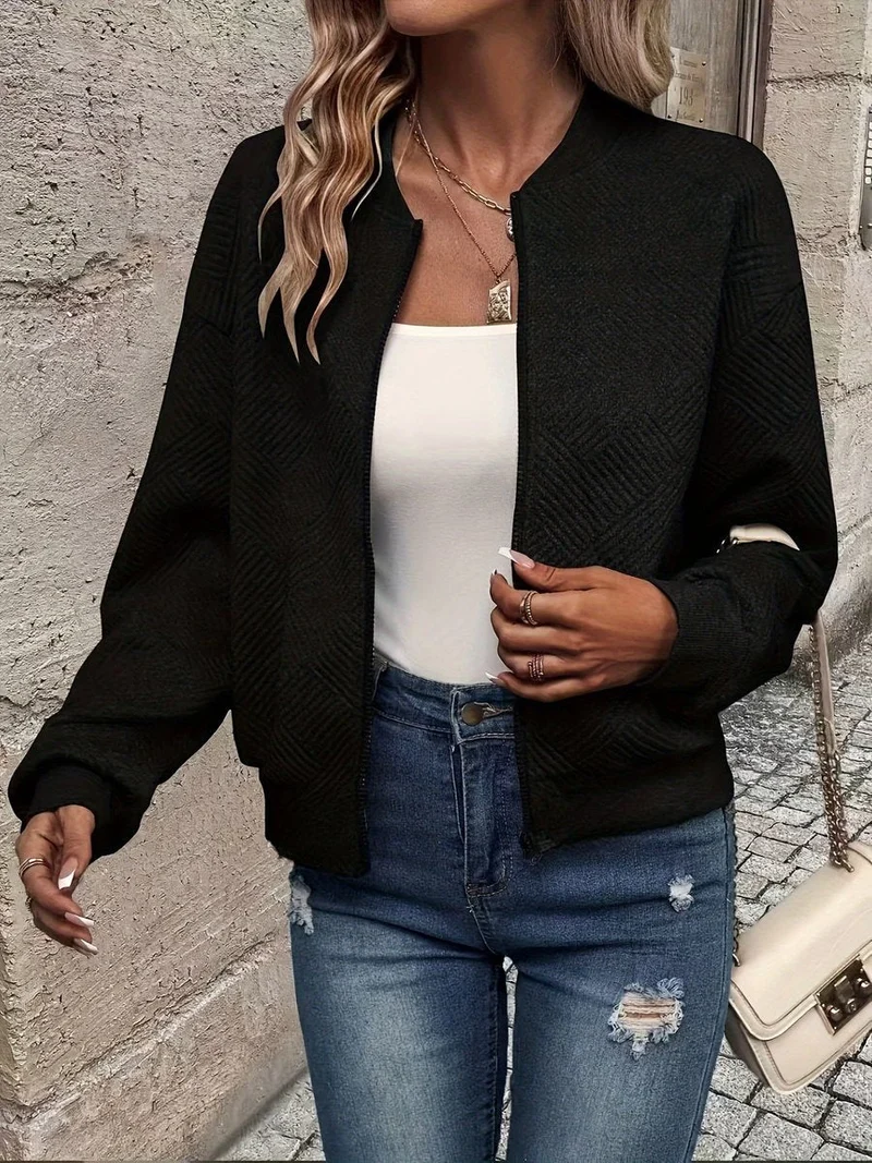 Nora | Damen Steppjacke leichte Zip-Up Jacke mit Strukturmuster