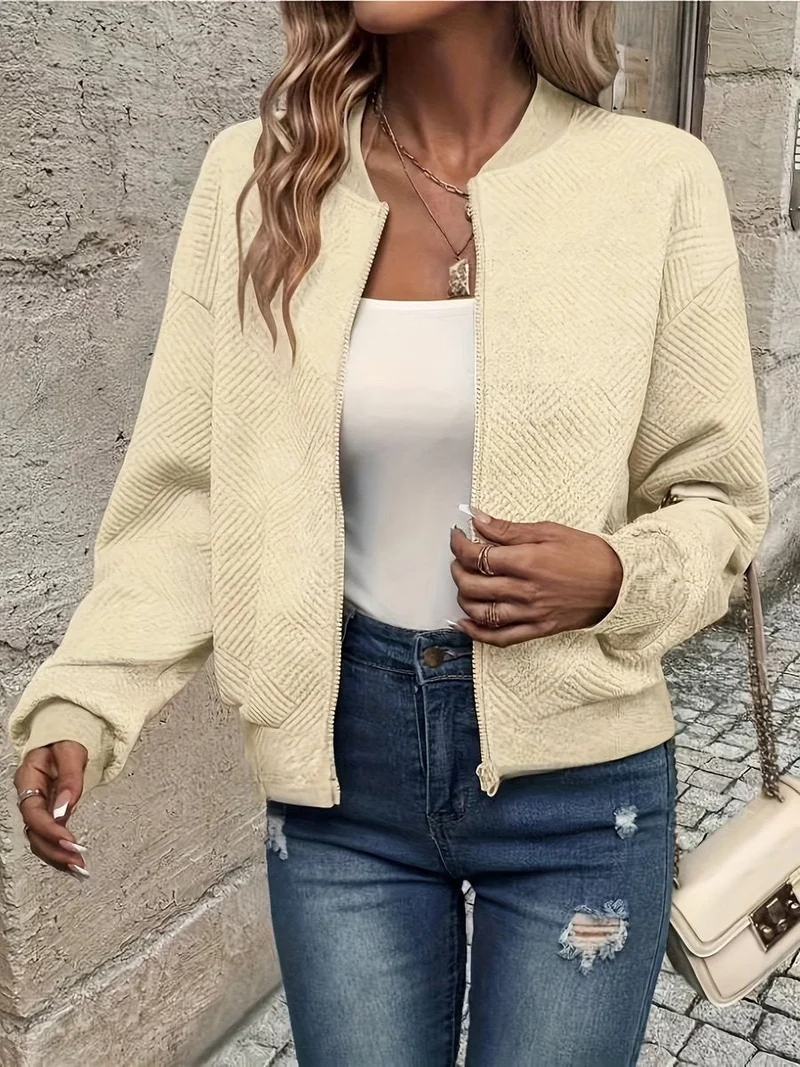 Nora | Damen Steppjacke leichte Zip-Up Jacke mit Strukturmuster