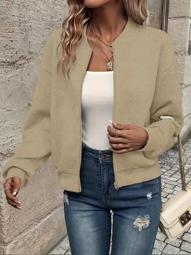 Nora | Damen Steppjacke leichte Zip-Up Jacke mit Strukturmuster