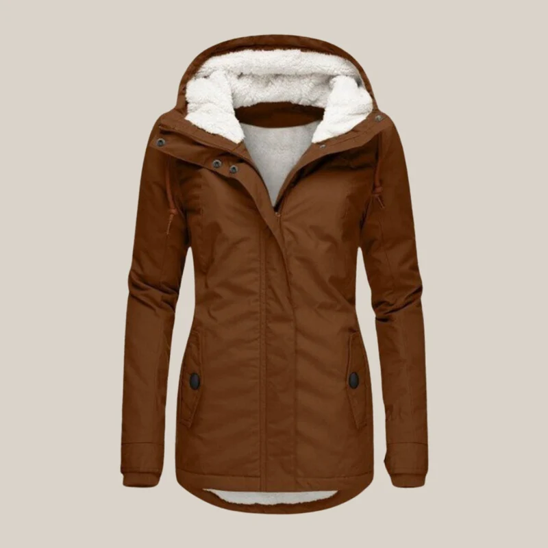 Elfriede | Damen Steppjacke mit Fleecefutter verstellbarer Kapuze Winterjacke