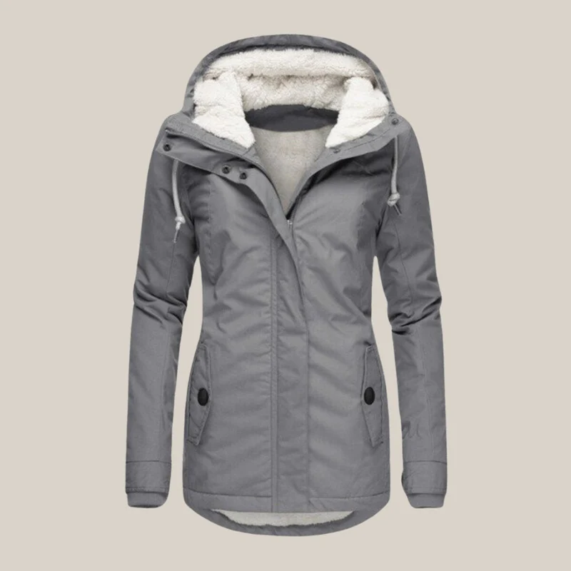 Elfriede | Damen Steppjacke mit Fleecefutter verstellbarer Kapuze Winterjacke