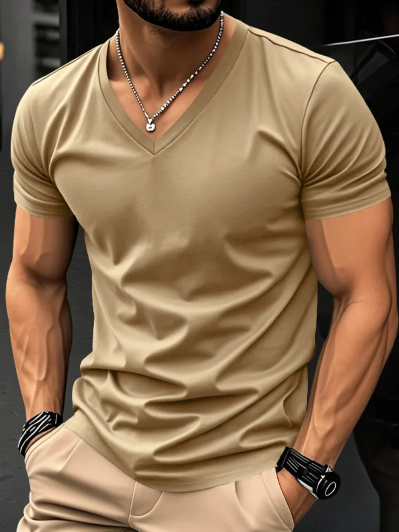 Christian | Herren Slim-Fit V-Ausschnitt Kurzarm T-Shirt