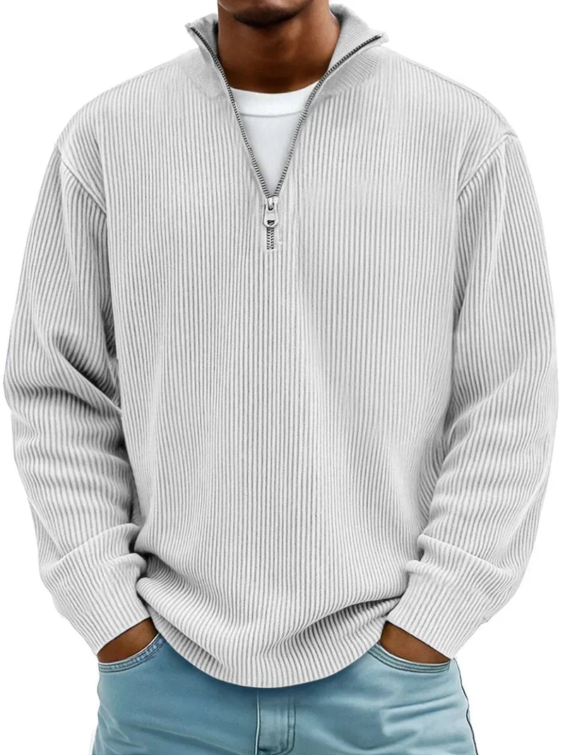 Niklas | Herren Gerippter Half-Zip Stehkragen Pullover Sweatshirt