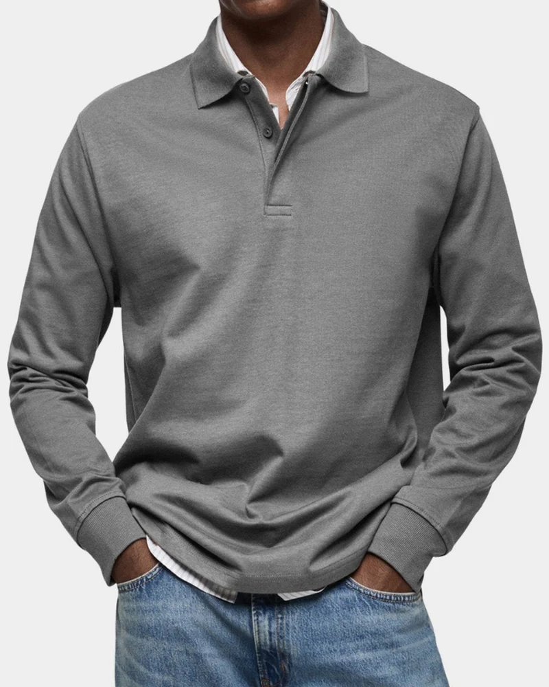 Stefan | Herren Langarm-Poloshirt klassischer Schnitt atmungsaktiv