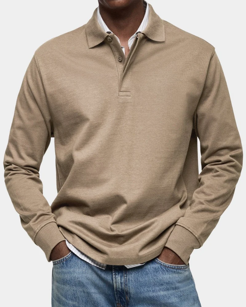Stefan | Herren Langarm-Poloshirt klassischer Schnitt atmungsaktiv