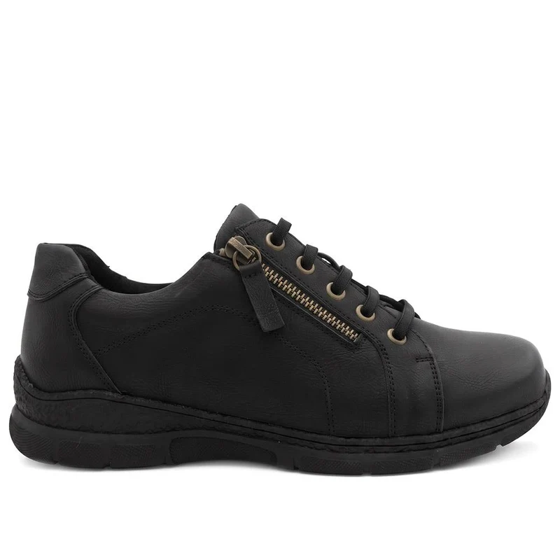 Extra Wide Zip & Lace Trainers - BETRINA / 329 761 - Black