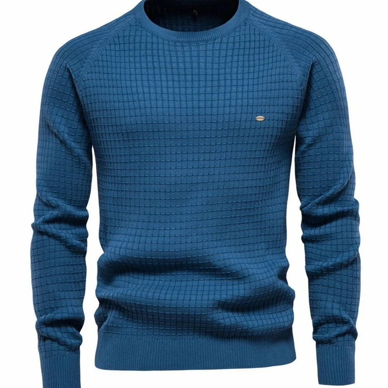 Simon | Herren Strukturierter Rundhals-Winterpullover mit langen Ärmeln