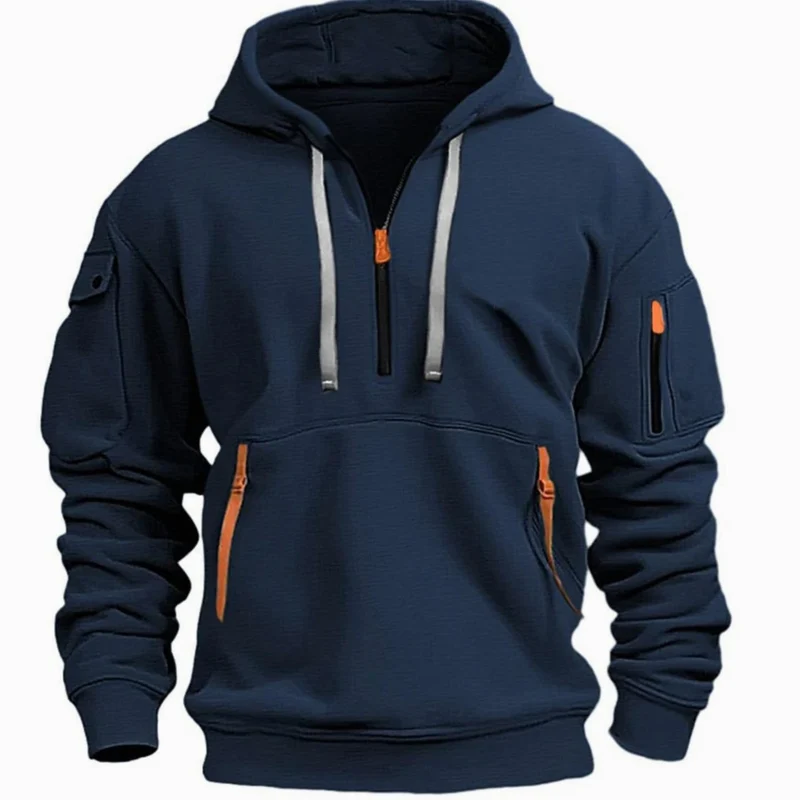 Andreas | Herren Freizeit-Hoodie mit Reißverschluss-Taschen Viertelreißverschluss