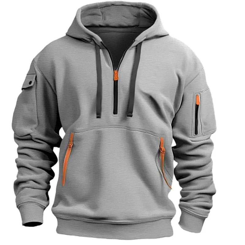Andreas | Herren Freizeit-Hoodie mit Reißverschluss-Taschen Viertelreißverschluss
