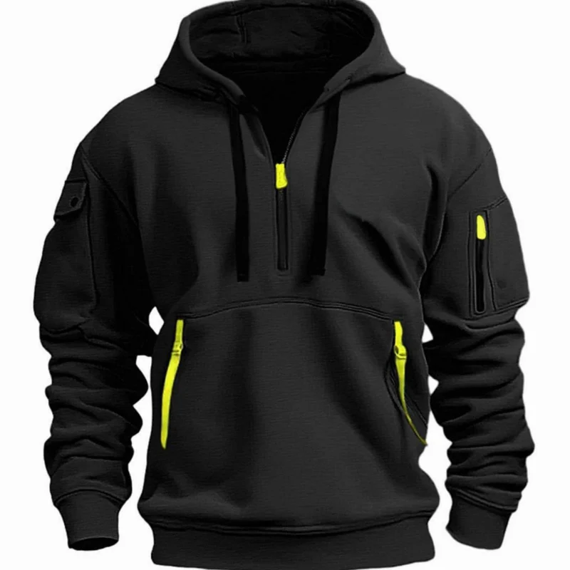 Andreas | Herren Freizeit-Hoodie mit Reißverschluss-Taschen Viertelreißverschluss