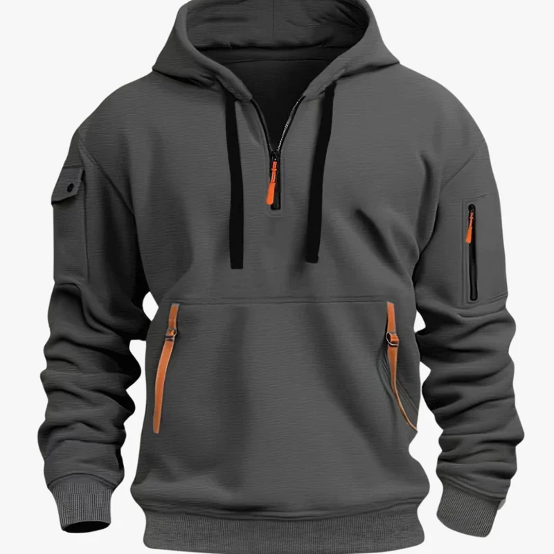 Andreas | Herren Freizeit-Hoodie mit Reißverschluss-Taschen Viertelreißverschluss