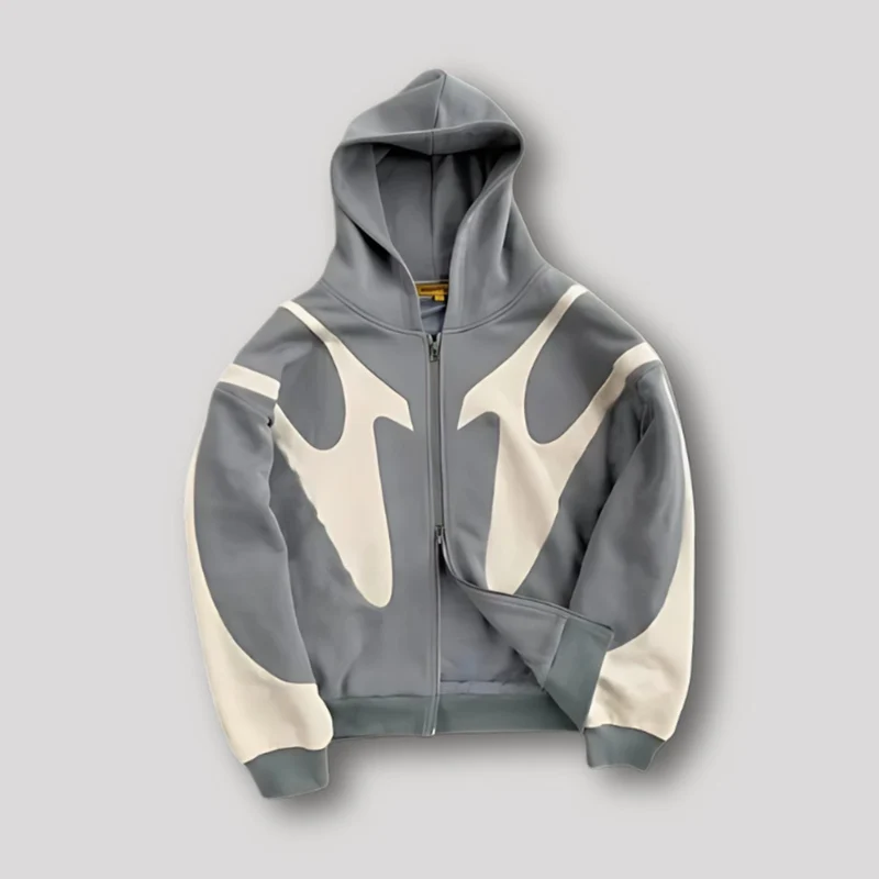 Tobias | Herren Hoodie mit Flammenmuster und Reißverschluss Streetwear Kapuzenjacke