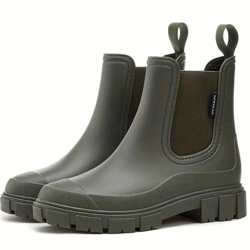 Leonie | Damen Wasserdichte Slip-On Chelsea Stiefel mit Blockabsatz