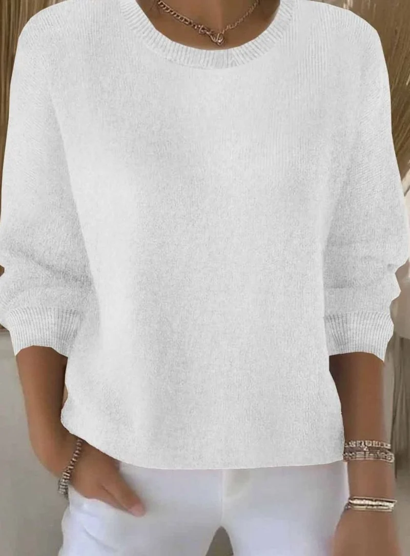 Annika | Damen Alltagstauglicher Winter-Strickpullover Rundhals Langarm