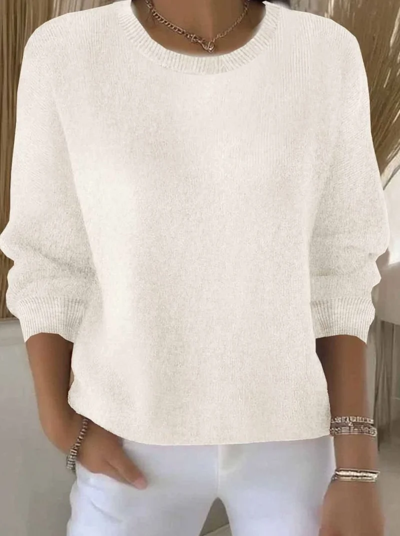 Annika | Damen Alltagstauglicher Winter-Strickpullover Rundhals Langarm
