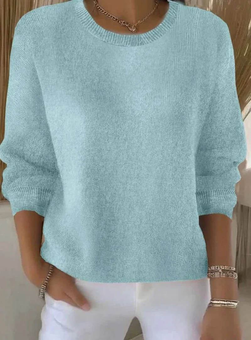 Annika | Damen Alltagstauglicher Winter-Strickpullover Rundhals Langarm