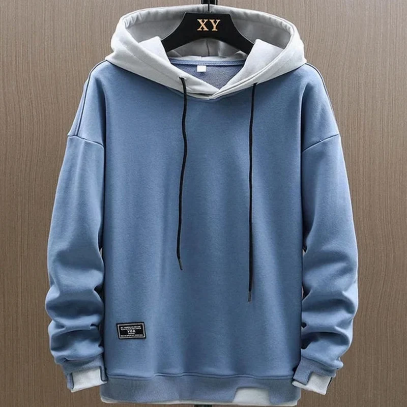 Niklas | Herren Zweifarbiger Locker Geschnittener Pullover Hoodie mit Kapuze