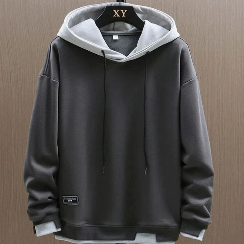 Niklas | Herren Zweifarbiger Locker Geschnittener Pullover Hoodie mit Kapuze