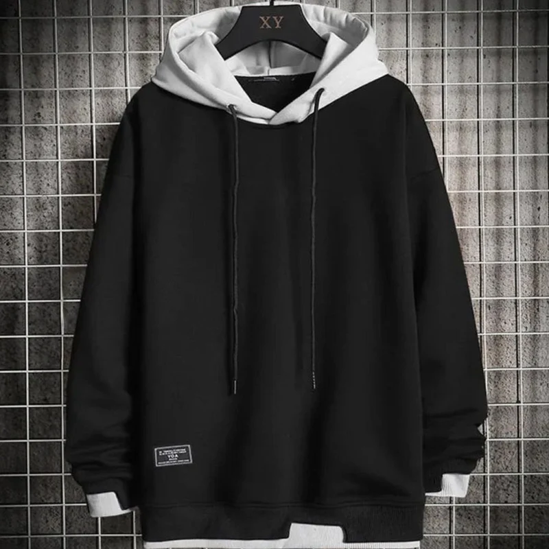 Niklas | Herren Zweifarbiger Locker Geschnittener Pullover Hoodie mit Kapuze