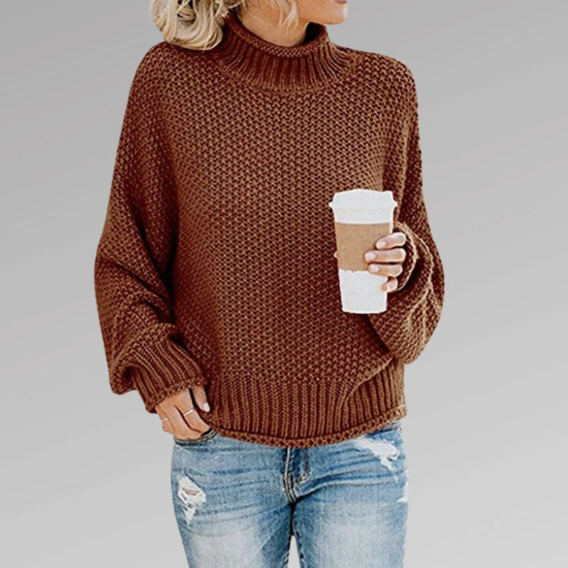 Marie | Damen Oversize Strickpullover für den Winter mit Stehkragen