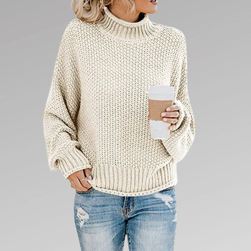Marie | Damen Oversize Strickpullover für den Winter mit Stehkragen