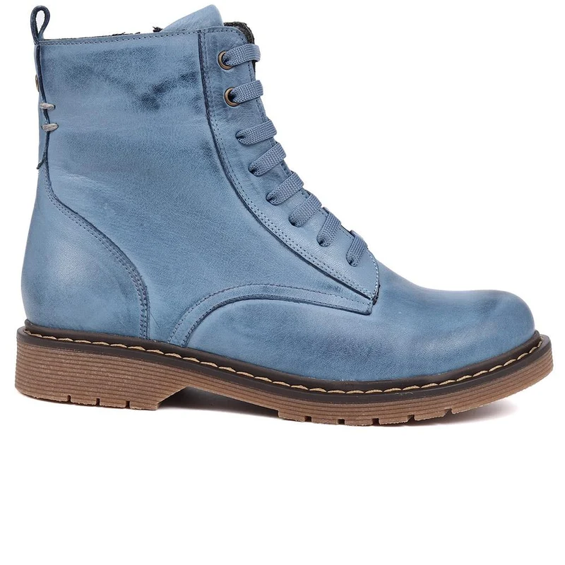 Lace-Up Leather Boots - BELYNR40001 / 326 190 - Denim