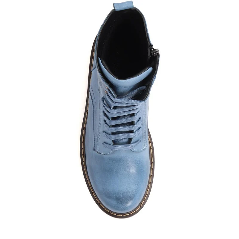 Lace-Up Leather Boots - BELYNR40001 / 326 190 - Denim