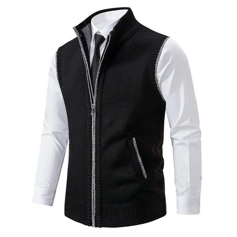 Maximilian | Herren Mens Cardigan Strick-Weste Reißverschluss Stehkragen