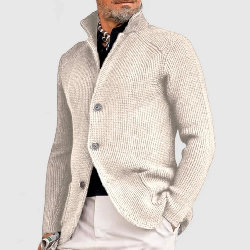 Tobias | Herren Mens Cardigan Strickjacke mit Knopfleiste Waffelstrick