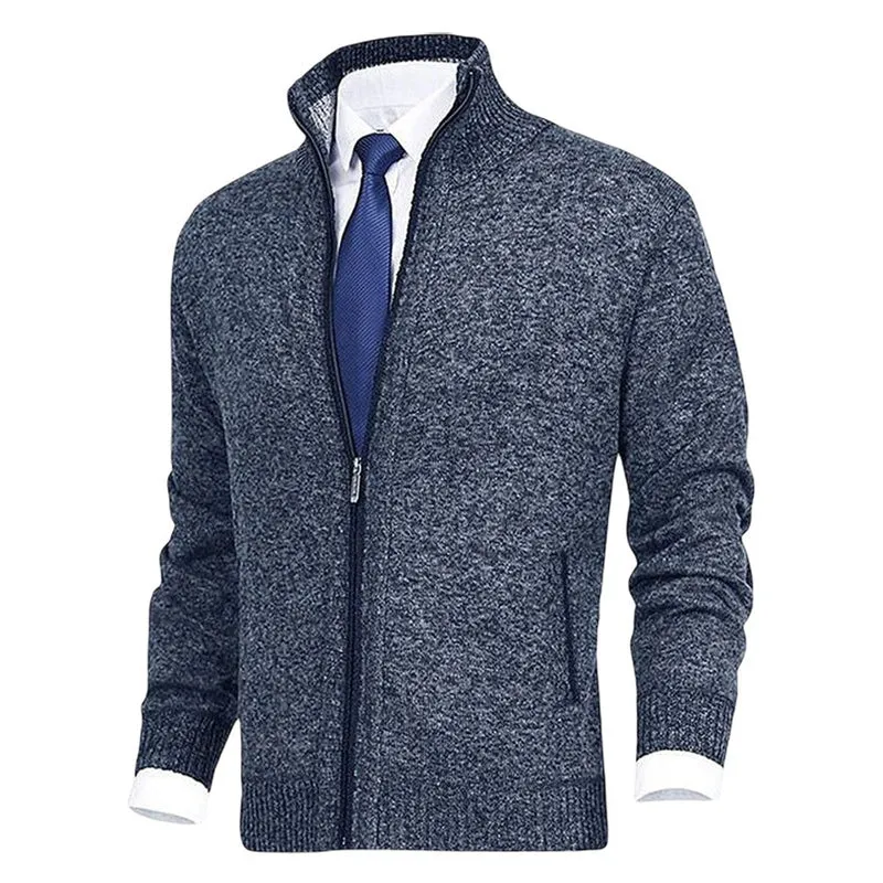 Niklas | Herren Strickjacke Reißverschluss Stehkragen Mens Cardigan