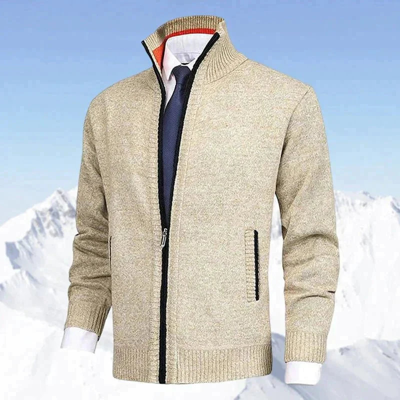 Niklas | Herren Strickjacke Reißverschluss Stehkragen Mens Cardigan