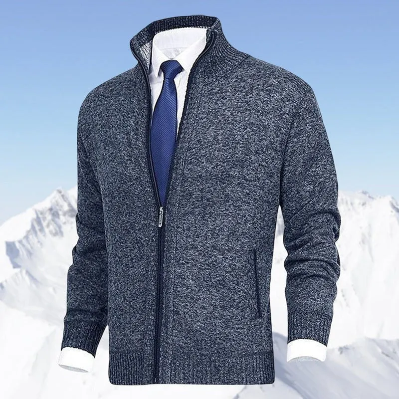 Niklas | Herren Strickjacke Reißverschluss Stehkragen Mens Cardigan