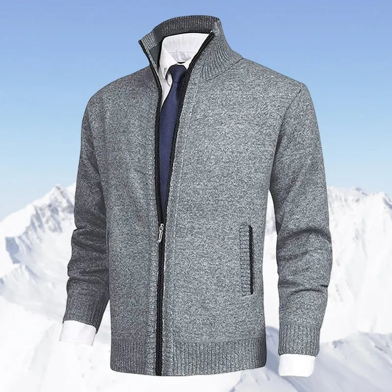 Niklas | Herren Strickjacke Reißverschluss Stehkragen Mens Cardigan