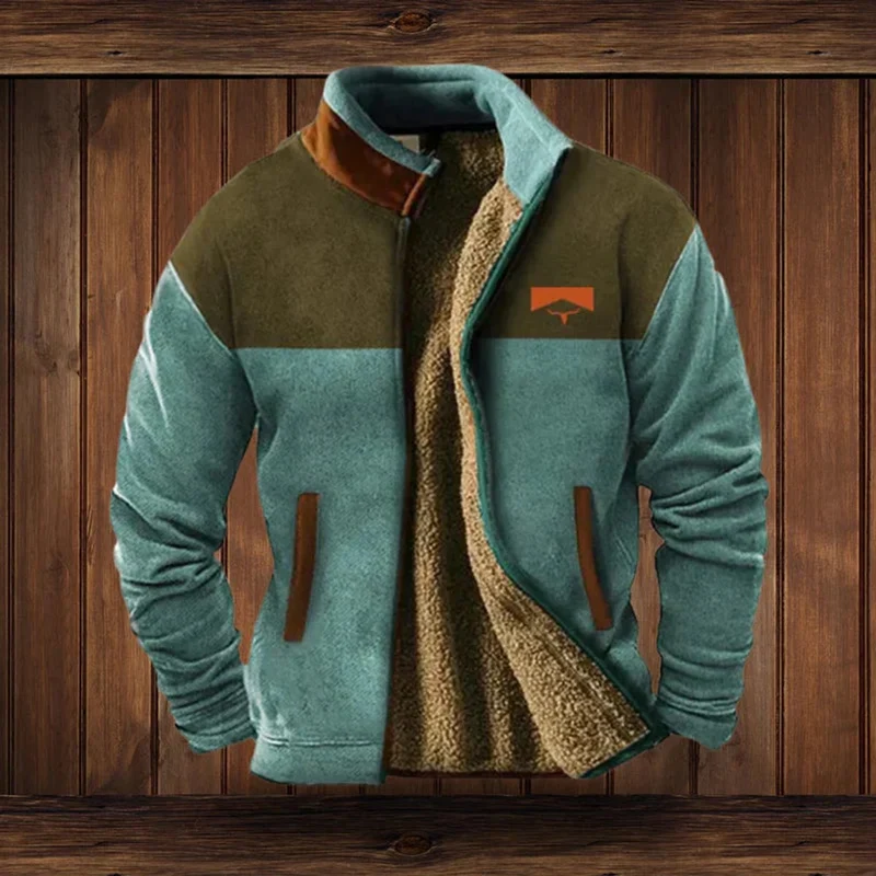 Maximilian | Herren Mens Cardigan Fleece Reißverschluss Western Azteken Strickjacke