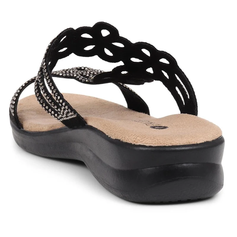 Embellished Floral Mules - POLY39025 / 325 441 - Black