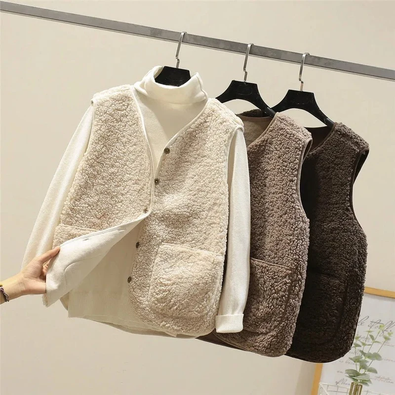Leonie | Damen Puffer Vest Women Teddyfleece Steppweste mit Knöpfen